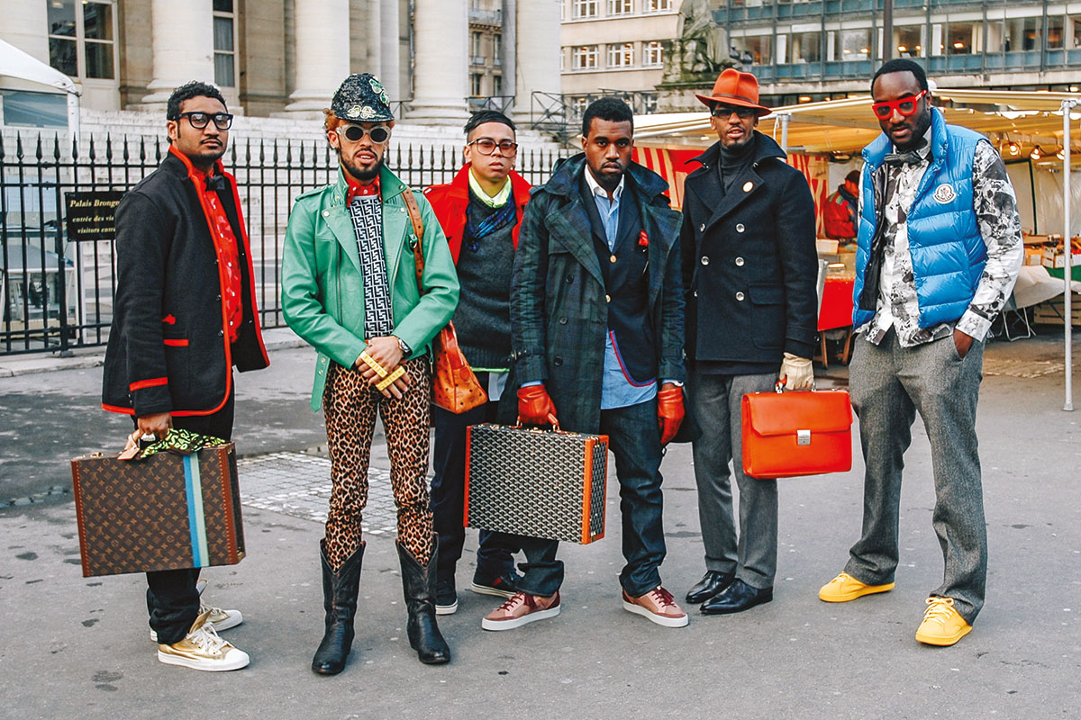 Don Crawley, Taz Arnold, Chris Julian, Kanye West, Fonz Bentley et Virgil Abloh, à Paris en 2009